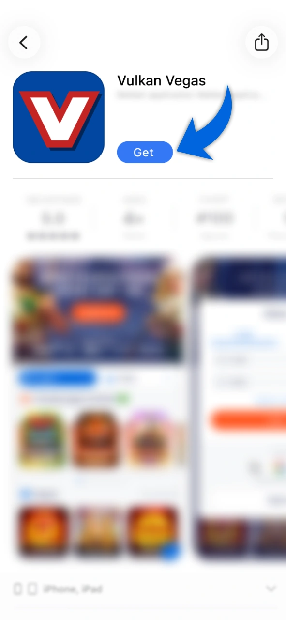 Realize a instalação do Aplicativo Vulkan Vegas no seu dispositivo iOS.