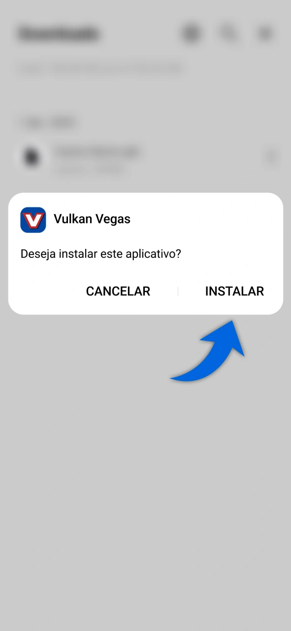 Comece a instalação do arquivo no Android para acessar o Vulkan Vegas.