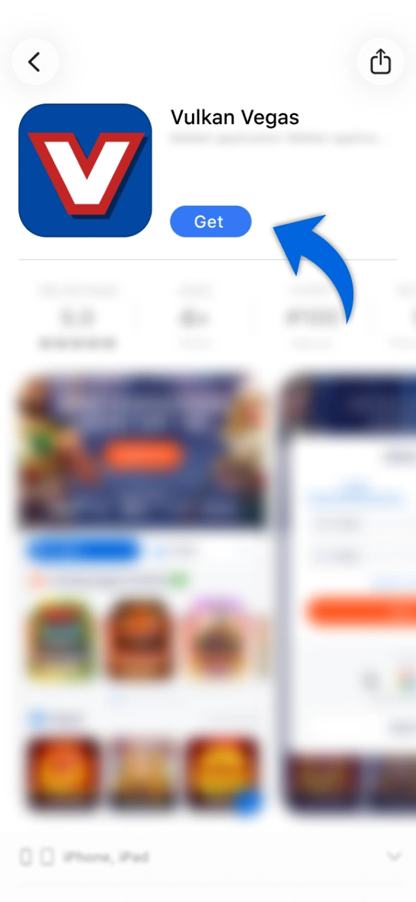 Faça o download e instale o Vulkan Vegas no seu aparelho iOS.