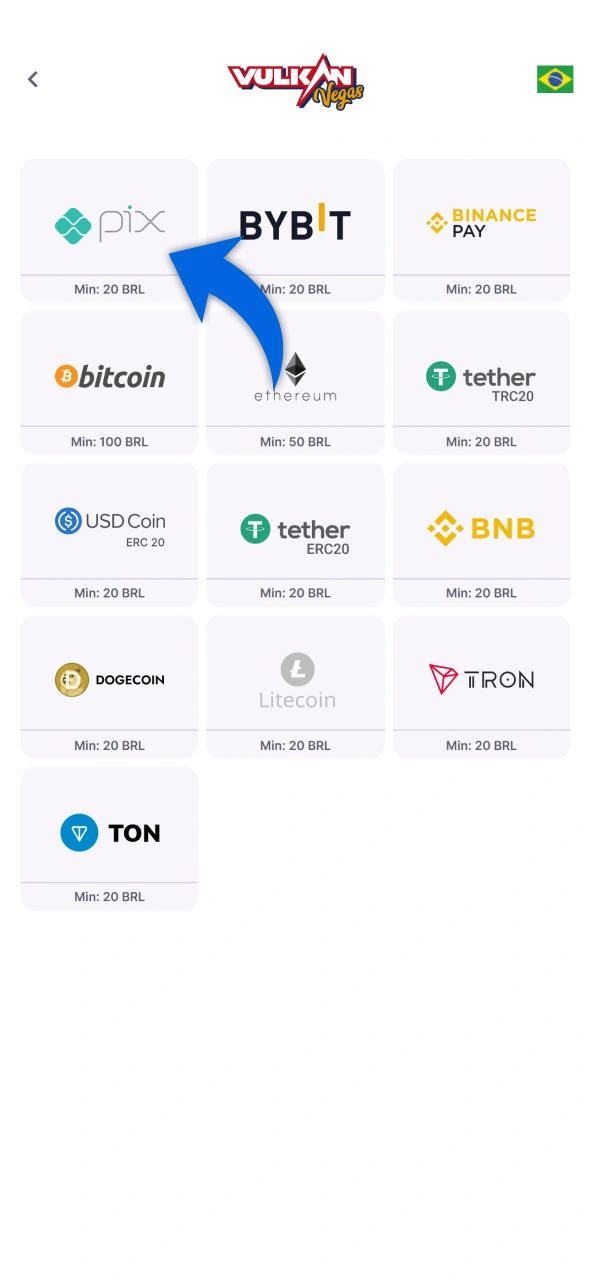Escolha o método de pagamento ideal para o Depósito Vulkan Vegas.